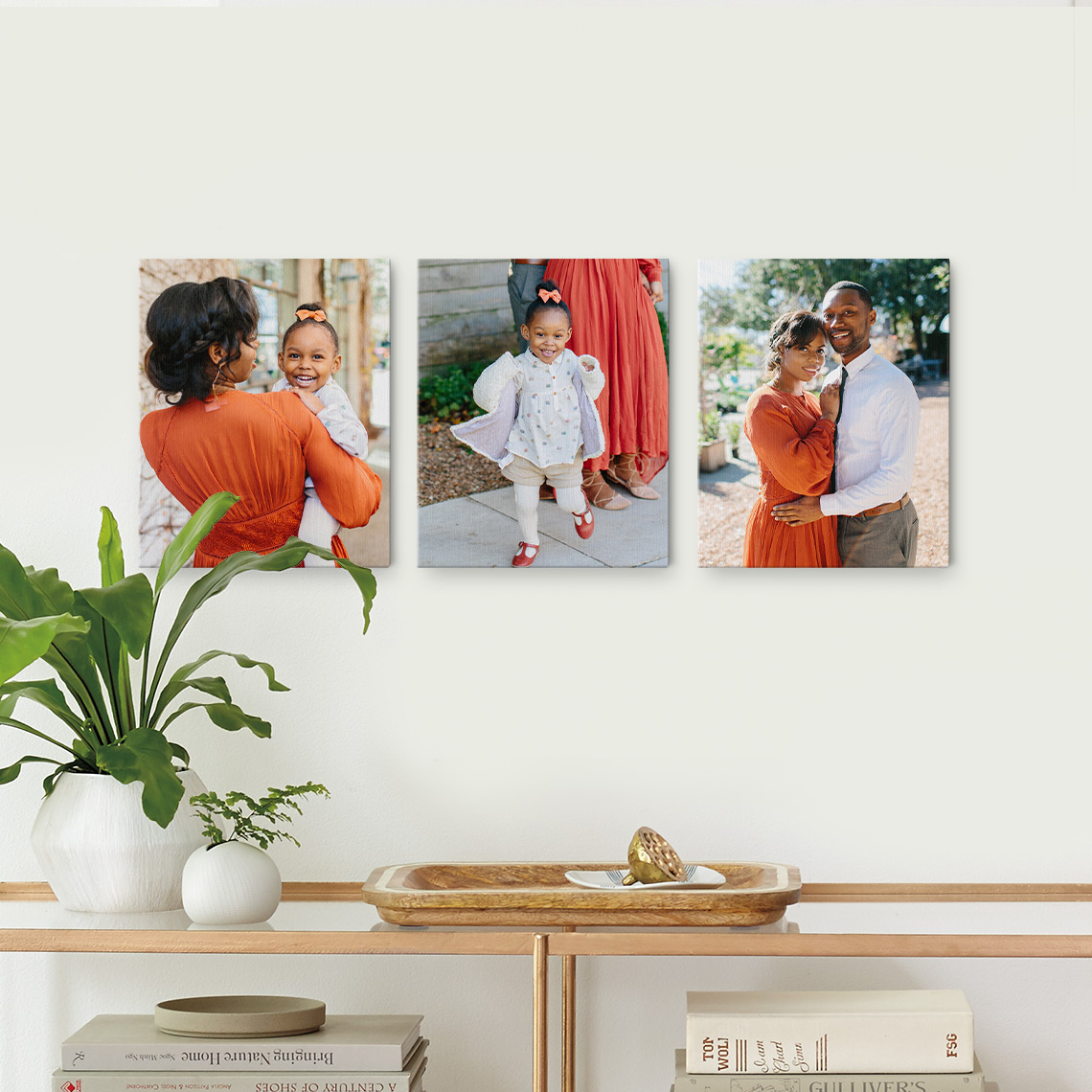 An image of Personalised Set Of 3 8" x 10" Slim Canvas Photo Prints | By Truprint